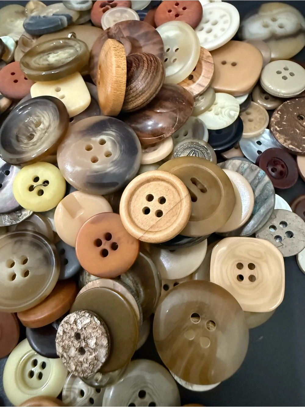 Vintage Mixed Assortment of Sewing Buttons Neutral Brown Beige Earth-toned Shade
